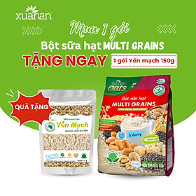 Bột Sữa Hạt Multi Grains Xuân An[ít đường]Túi 400g(25g*16 gói)(Tặng Kèm 1 Túi Yến Mạch 150G)