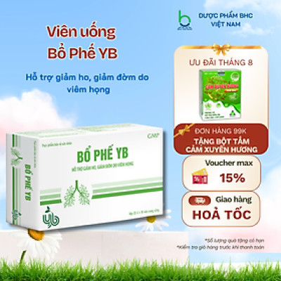 Viên Uống Bổ Phế YB Hỗ Trợ Giảm Ho, Giảm Đờm, Bổ Phế Hiệu Quả - 30 viên