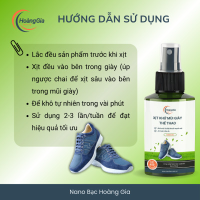 Xịt Khử Mùi Giày Thể Thao Nano Bạc Hoàng Gia 100ml - Khử khuẩn giày nam nữ, khử mùi hiệu quả.