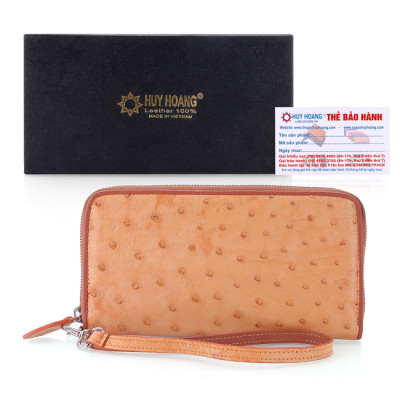 HJ3429-30-31-32 - Bóp nữ da đà điểu 1 khóa Vip đen, nâu đỏ, vàng, nâu đất