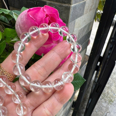 Vòng Chuỗi Nữ Đá Thạch Anh Trắng Tự Nhiên trong bóng đẹp size hạt 10mm Hợp Nữ mệnh Kim mệnh Thủy đeo đẹp xinh tay tốt cho sức khỏe công việc may mắn ạ