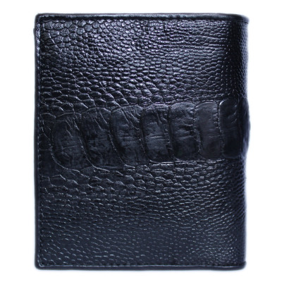 HJ2455-56-57-58 - Ví nam Huy Hoàng da đà điểu da chân 2 mặt da kiểu đứng màu đen, nâu đất, nâu đỏ, vàng bò