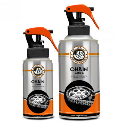 Combo chai xịt bảo dưỡng sên xích, sên phốt cao su Megacools Chain Lube và bàn chải vê sinh sên 3D cao cấp