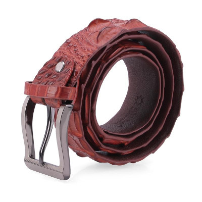 HC4236-4266-4273-4770 - Thắt lưng nam da cá sấu Huy Hoàng nguyên con 4P bát gài đầu kim màu vàng bò, nâu đất, đen, nâu đỏ