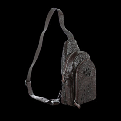 HT6285-86-87-88 - Túi đeo trước nam da cá sấu Huy Hoàng màu đen, nâu đất, vàng bò, nâu đỏ