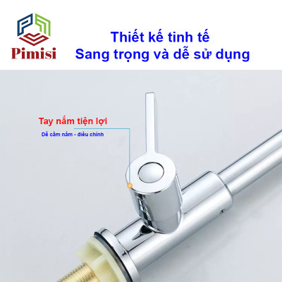 Vòi Rửa Chén Lạnh Pimisi PVB-21+DC Inox 304 Sáng Bóng Cho Chậu Rửa Chén Bát 1-2 Hố, Đơn 1 Đường Nước | Chính Hãng