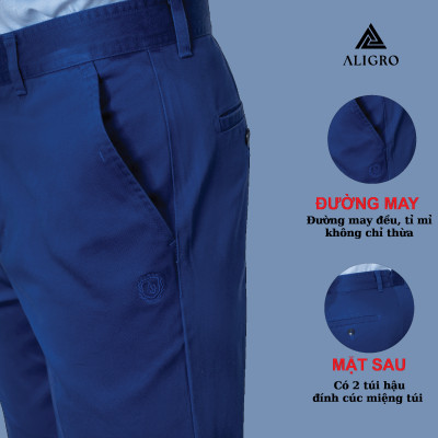 Quần kaki nam ALIGRO chất liệu kaki mềm mịn cao cấp dáng slimfit màu xanh đậm ALGK066