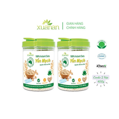Combo 2 Hộp Yến Mạch Nguyên Chất Ăn Liền Xuân An [ko đường] 400G(Tặng Kèm 2 Túi Yến Mạch 150G)