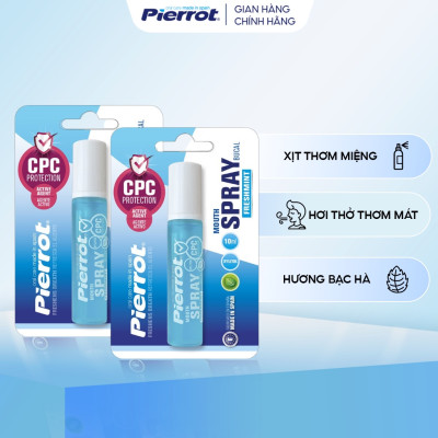 Combo 2 tặng 1 Xịt Thơm Miệng PIERROT Giúp Kháng Khuẩn, Loại Bỏ Mùi Hôi, Cho Hơi Thở Thơm Mát Mouth Spray 10ml/lọ