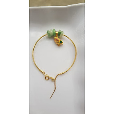 Vòng Tay charm xinh đẹp 5 đồng tiền đá cẩm thạch tự nhiên Đồng tiền Xanh ngọc trắng phối charm chú dê nhỏ may mắn Vòng màu vàng khoen rút xinh Nữ đeo dễ thương ạ